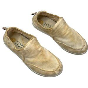 Vionic Beach Womens Malibu Yellow Slip-On Canvas Shoes Size 6